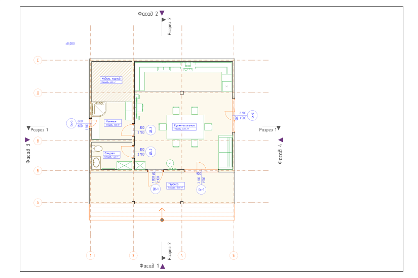 Дом-баня-1эт-каркас150мм-9000х8975мм-ЭП