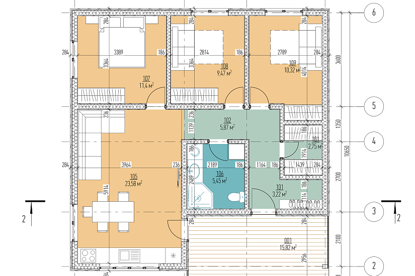 Дом-1эт-каркас-9600х10650-ЭП