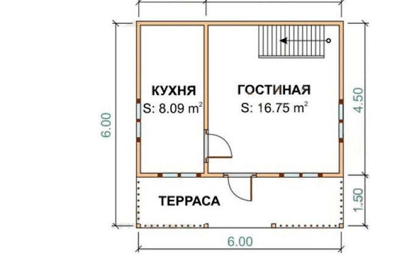 Дом из бруса к1п11