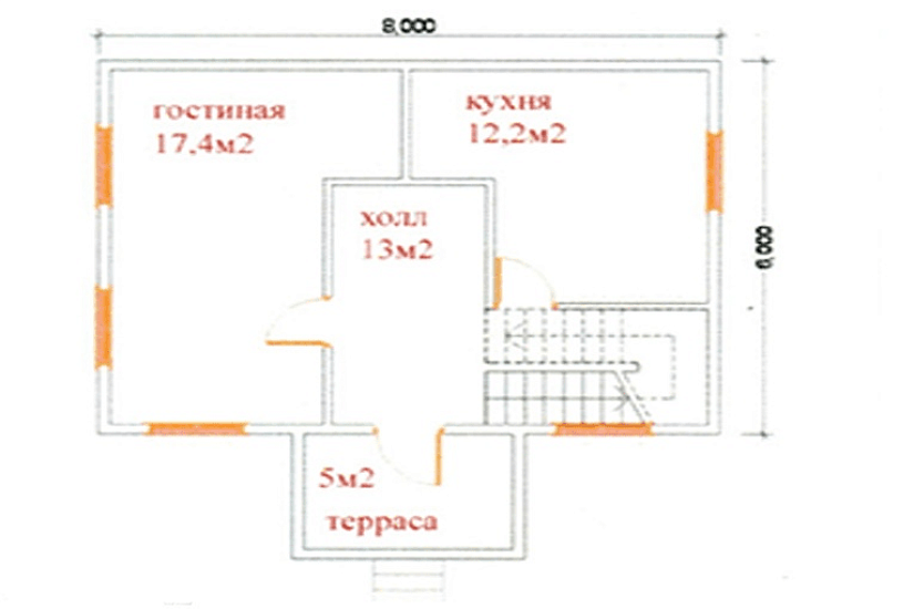 Дом из бруса 6*8 К2 П16