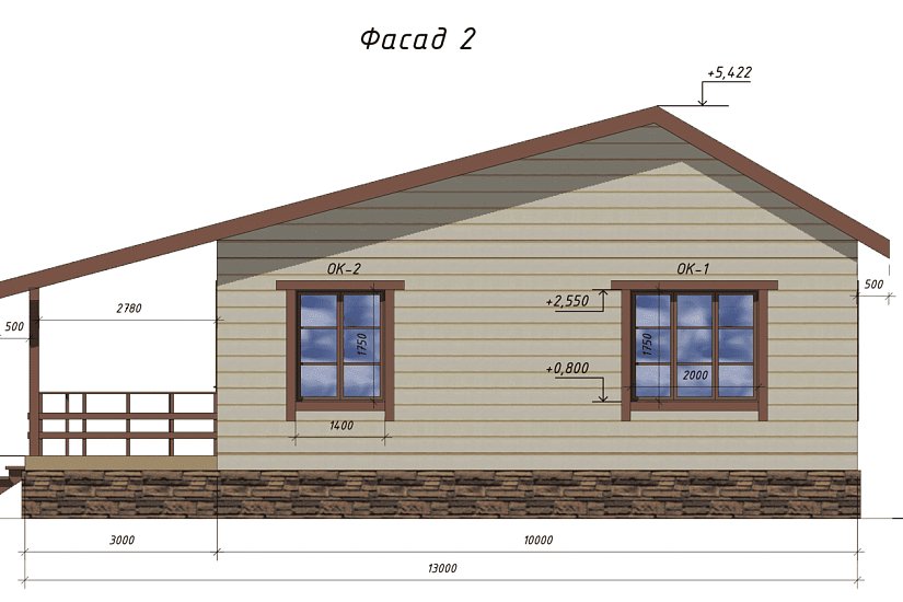 Дом-каркас 150 мм-1300х12600 мм-1эт-АР-КР