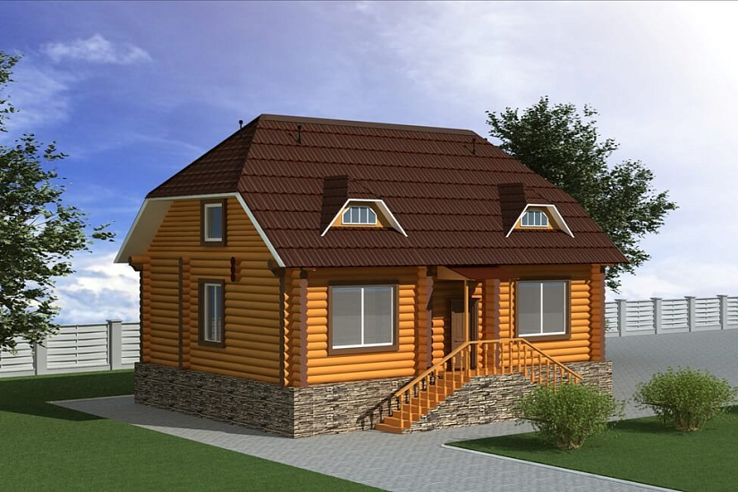 ПРОЕКТ Д-8 ДОМ ИЗ ОЦИЛИНДРОВАННОГО БРЕВНА