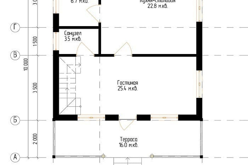 Жилой дом из бруса №8 8x10 м
