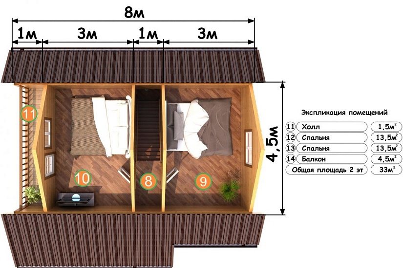 ДОМ ИЗ БРУСА ДБр-85