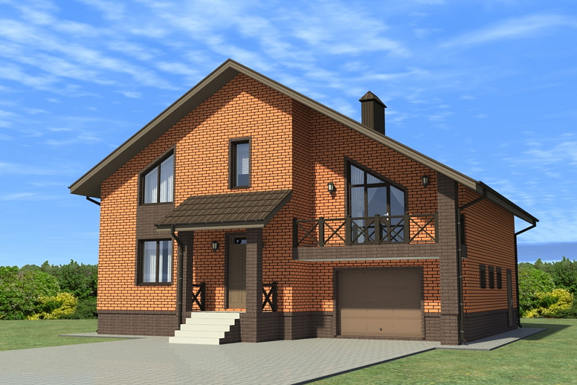 Каркасный дом с гаражем 10,6х8