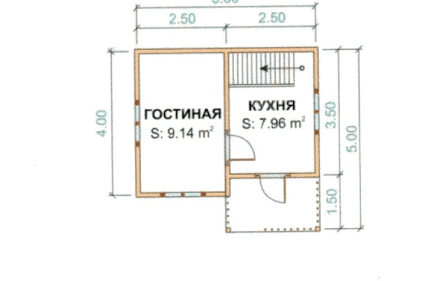 Каркасный дом 4*5 К1П4