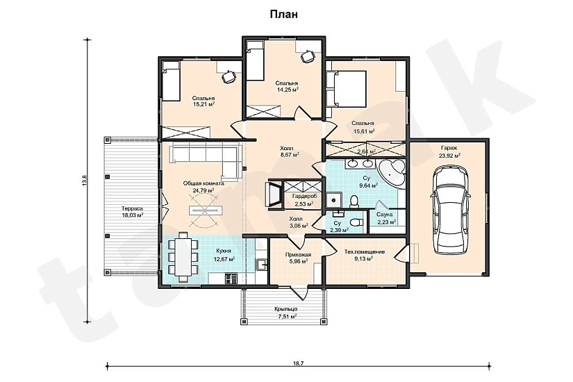 Каркасно-панельный дом Бавария ПД-333-1-178