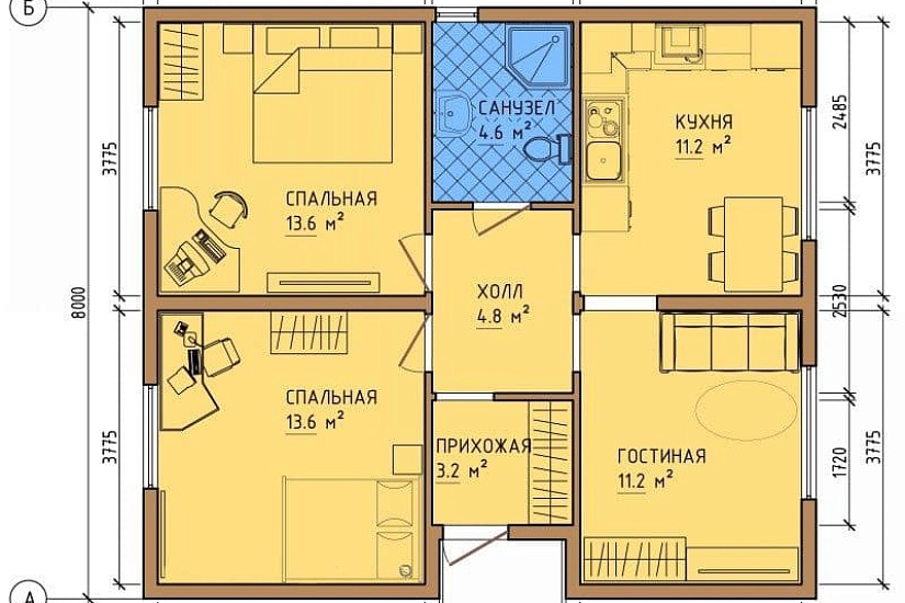 Каркасный дом КД-70