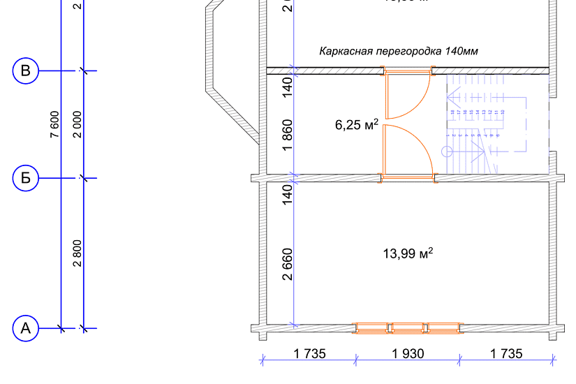 Дом из бруса 7,4х7,6 1,5 эт -РП Дом из бруса 7,4х7,6 1,5 эт -РП
