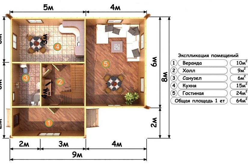 ДОМ ИЗ БРУСА ДБр-103а