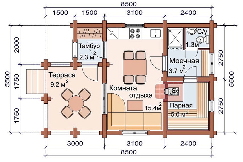 БАНЯ ИЗ БРЕВНА Б-43