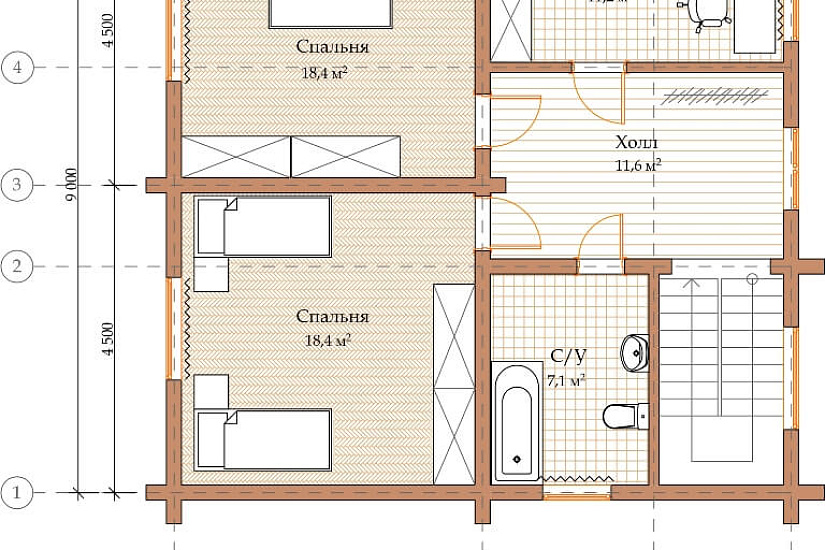 ПРОЕКТ Д-5 ДОМ ИЗ ОЦИЛИНДРОВАННОГО БРЕВНА