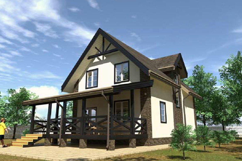 Дом-каркас150мм-16400х7300мм-1,5эт-АР-КР