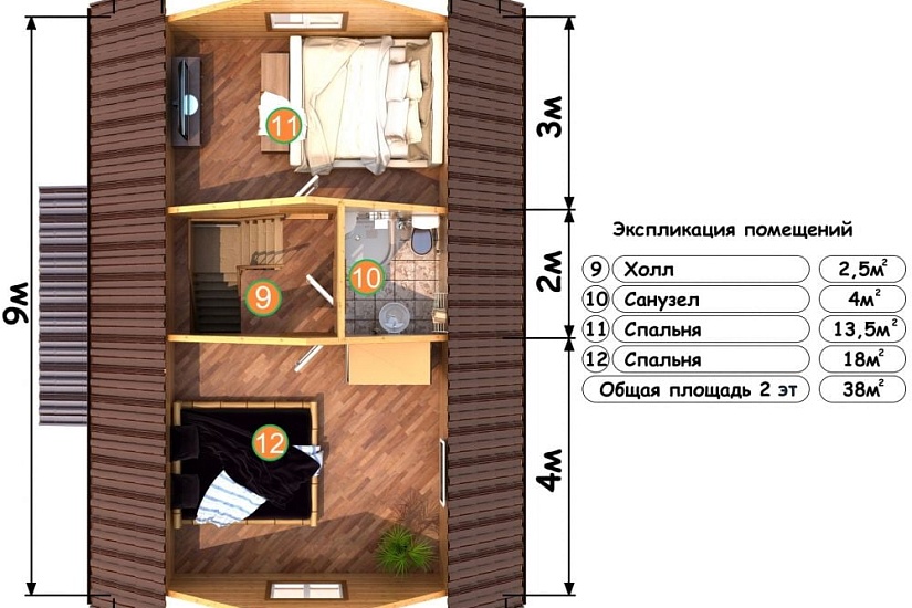 ДОМ ИЗ БРУСА ДБр-95
