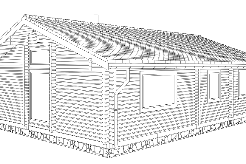 Жилой дом-брус136х136 мм-11000х8000мм-1эт-АР-КР Жилой дом-брус136х136 мм-11000х8000мм-1эт-АР-КР