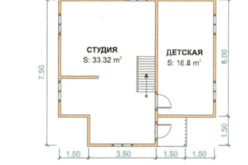 Дом из бруса 7,5х8 к1п25