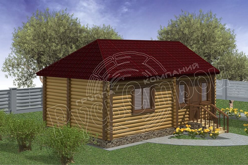 ПРОЕКТ Б-30 БАНЯ ИЗ ОЦИЛИНДРОВАННОГО БРЕВНА