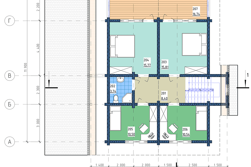 Дом-брус150х150мм-14100х11900мм-1,5эт-АР