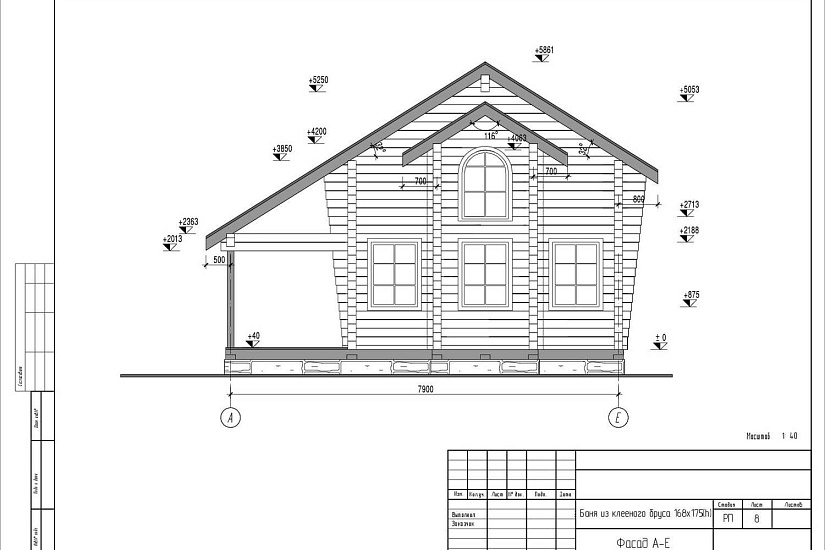Баня из клееного бруса 168х175
