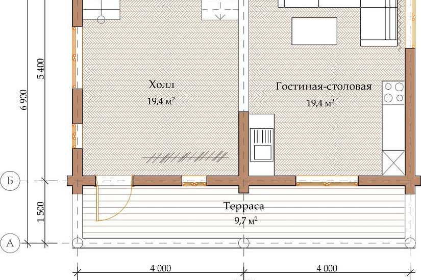 ПРОЕКТ Д-31 ДОМ ИЗ ОЦИЛИНДРОВАННОГО БРЕВНА