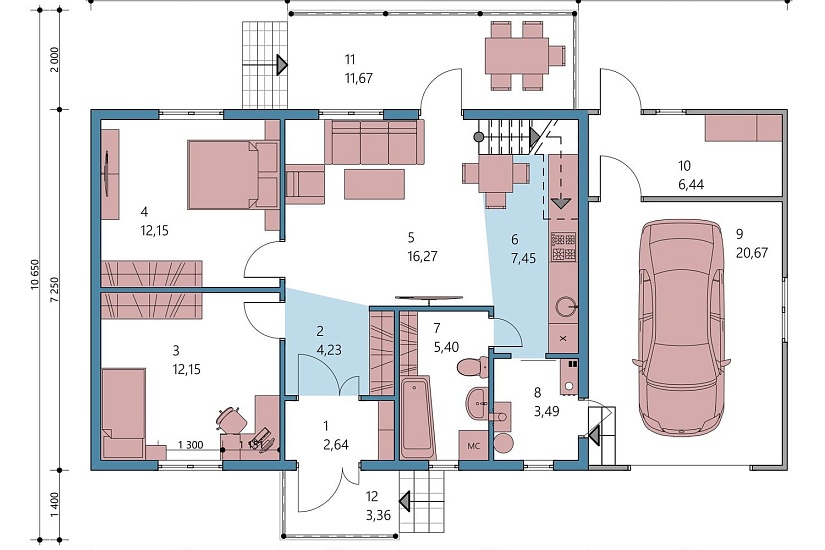 Дом-каркас-14000х10650-1эт-АР