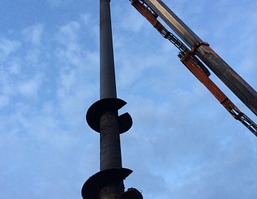 Проведение испытаний и погружение винтовых свай на объекте «Сушильно-очистительный комплекс»