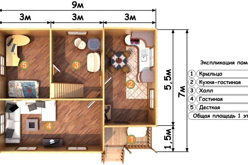 ДОМ ИЗ БРУСА ДБр-92