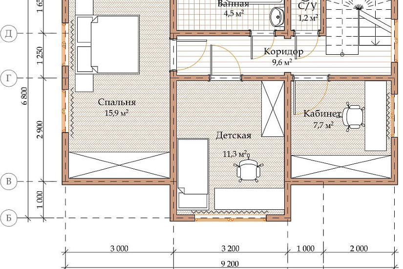 ПРОЕКТ Д-23 ДОМ ИЗ ПРОФИЛИРОВАННОГО БРУСА