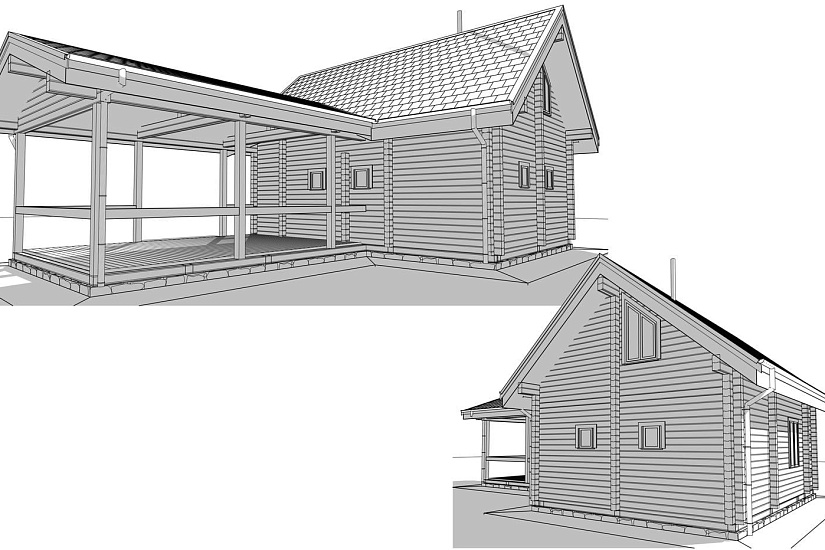 Дом-брус 166х160мм-13500х8400мм-АР-КР