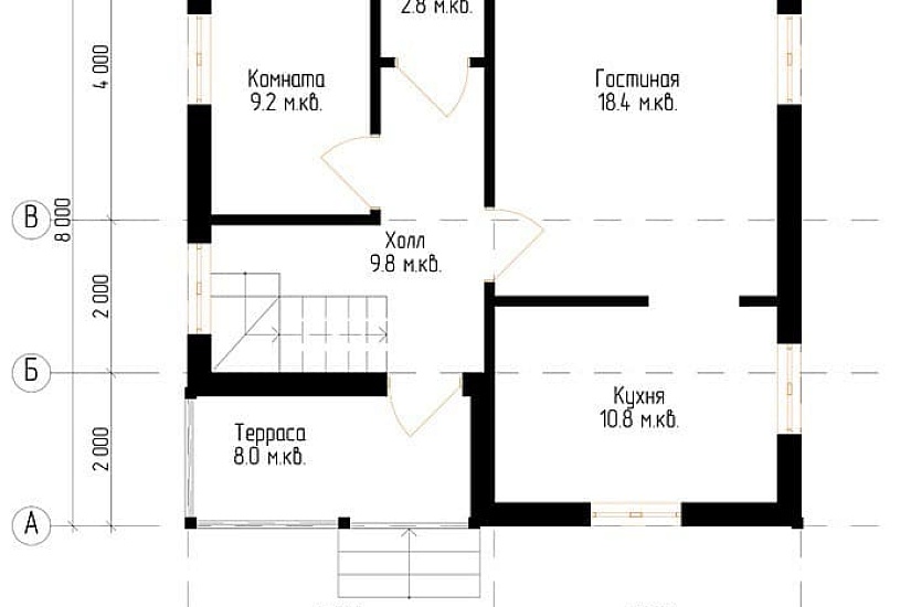 Жилой дом из бруса №14 8x8 м
