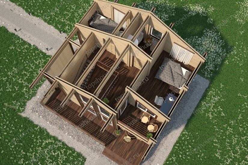 Двухэтажный дом из двойного бруса «Дворец Тора» от компании ТопсХаус