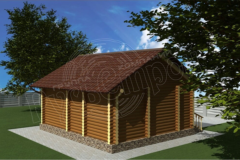 ПРОЕКТ Б-21 БАНЯ ИЗ ОЦИЛИНДРОВАННОГО БРЕВНА