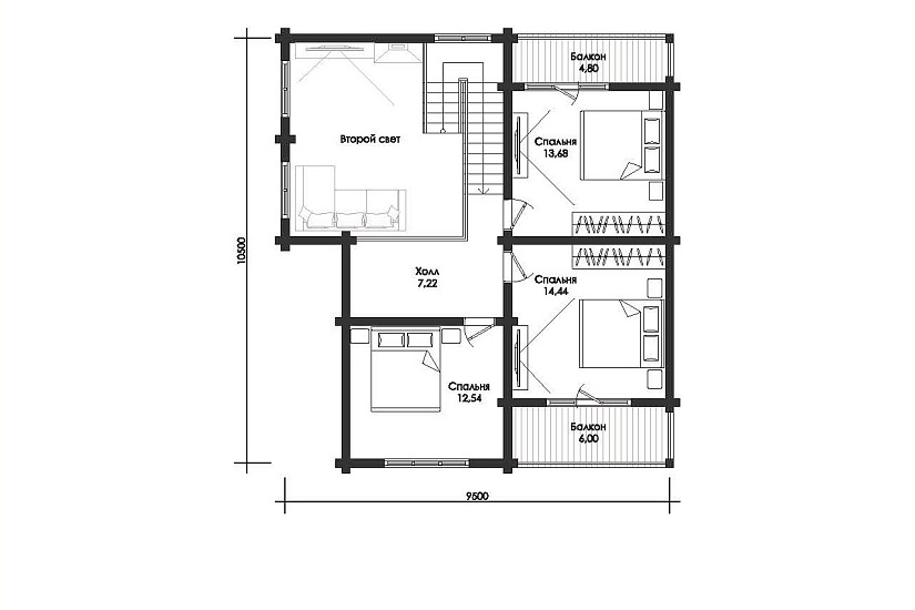 Проект дома из бруса №808