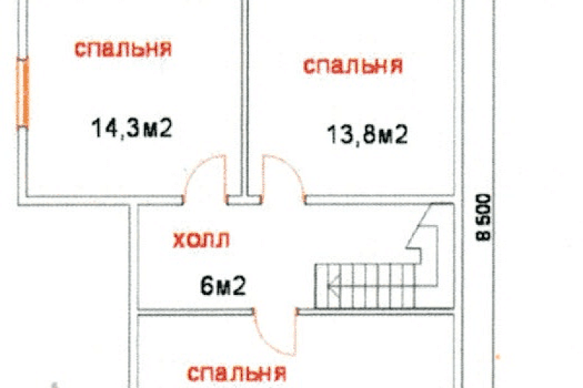Дом из бруса 8,5 * 8 К2 П17