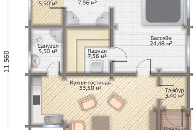 Баня ПБ1 - 92 кв.м.