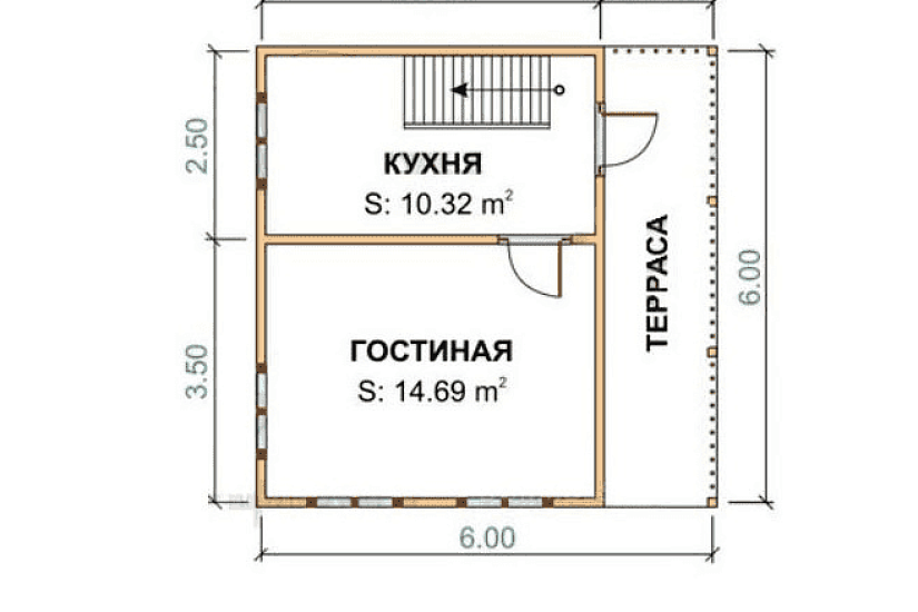 Дом из бруса к1п10