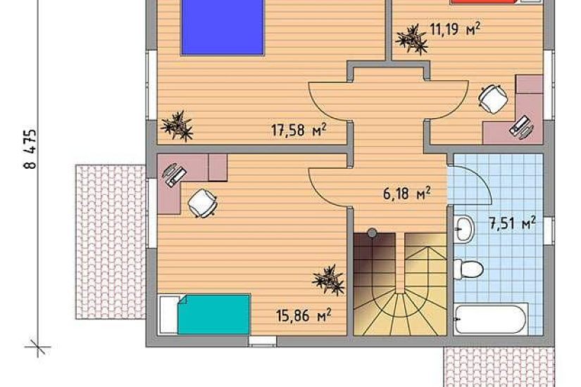 Проект "Оттава-117": заводской двухэтажный каркасный дом с крыльцом
