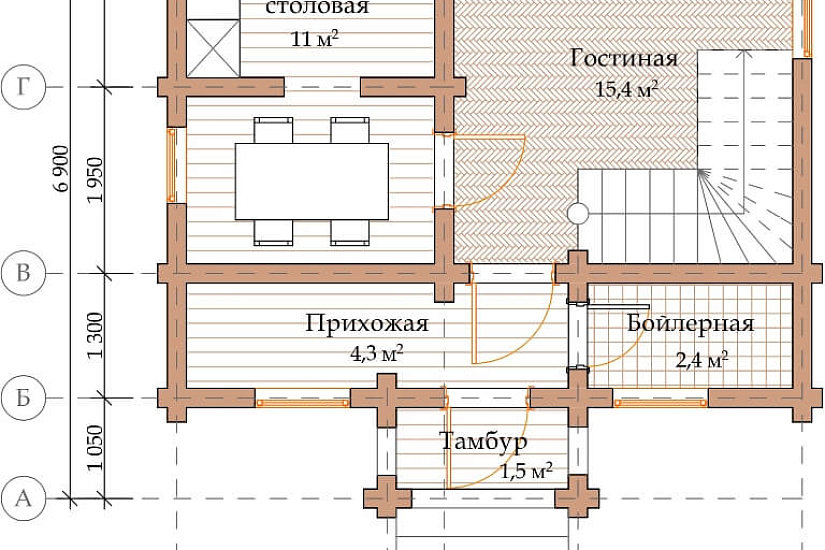 ПРОЕКТ Д-17 ДОМ ИЗ ОЦИЛИНДРОВАННОГО БРЕВНА