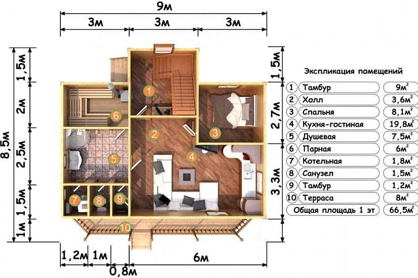 ДОМ ИЗ БРУСА ДБр-125
