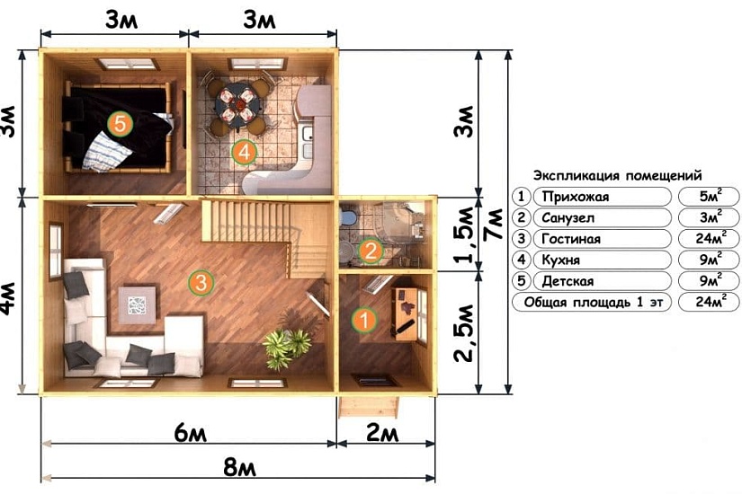 ДОМ ИЗ БРУСА ДБр-54