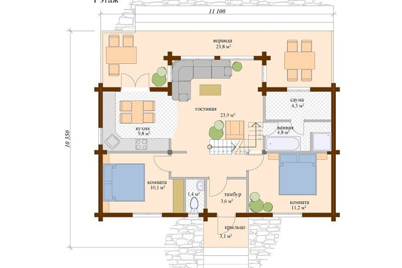 Дом из клееного бруса КБ-164а