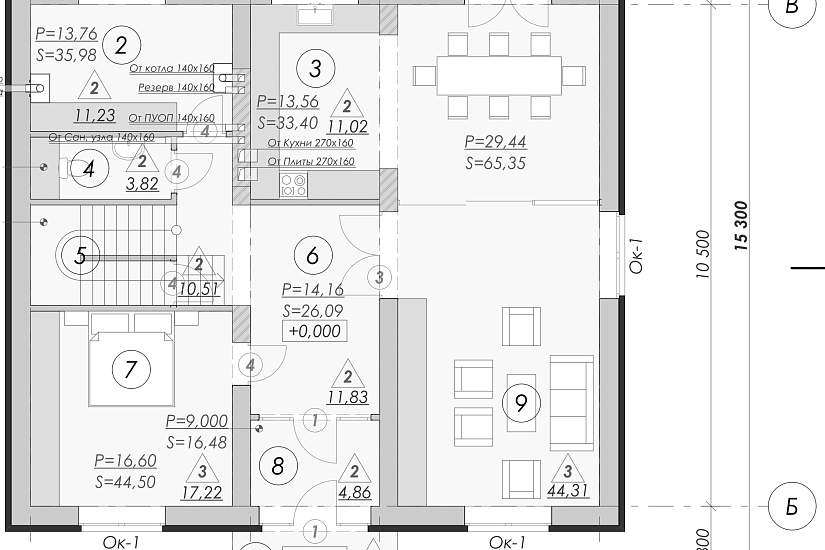 Дом-газосиликатные блоки 400 мм-11900х15300мм-2эт.-АР-РП