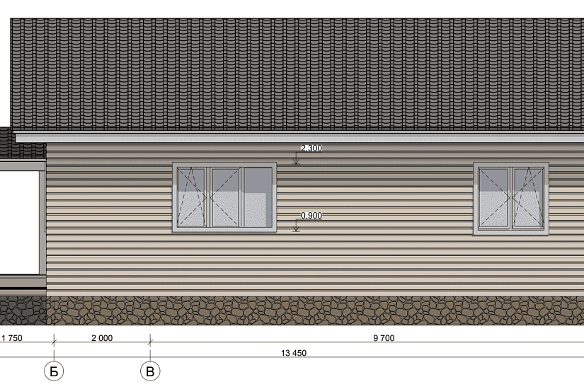 Дом на 2 кв.-каркас 150мм-10700х13450мм-1эт-АР-КР