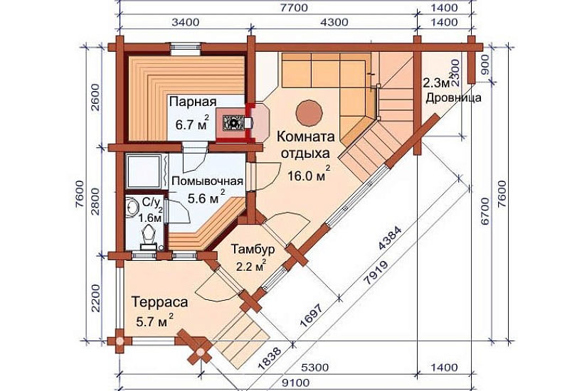 ДОМ-БАНЯ ИЗ БРЕВНА ДБ-53
