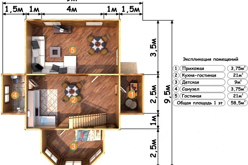 ДОМ ИЗ БРУСА ДБр-99