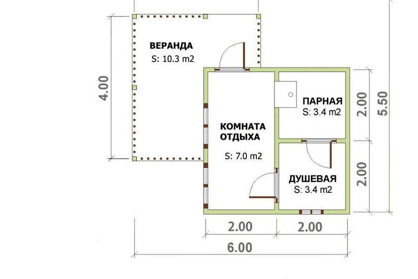Баня 6х5.5 К1П8