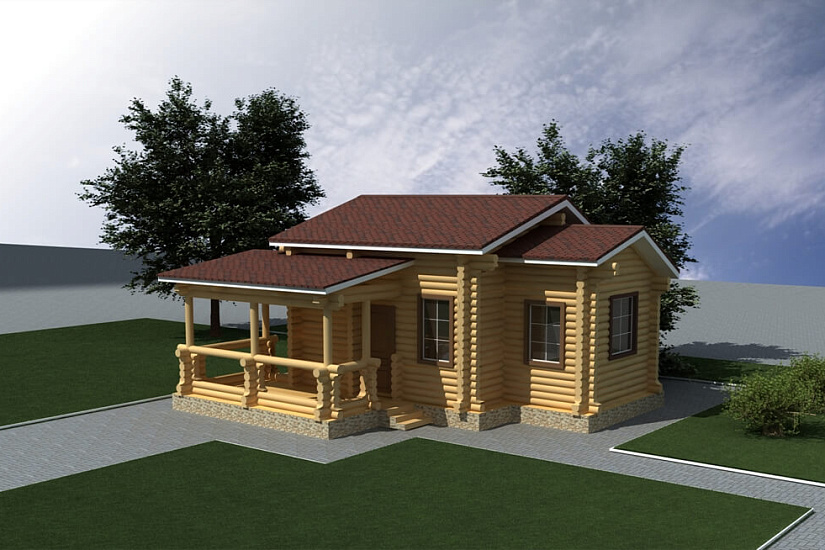 ПРОЕКТ Б-8 БАНЯ ИЗ ОЦИЛИНДРОВАННОГО БРЕВНА