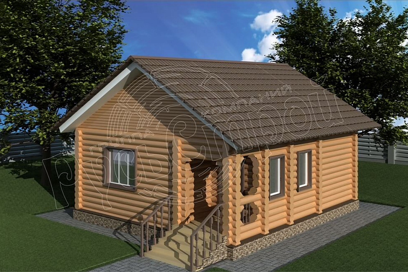 ПРОЕКТ Б-27 БАНЯ ИЗ ОЦИЛИНДРОВАННОГО БРЕВНА