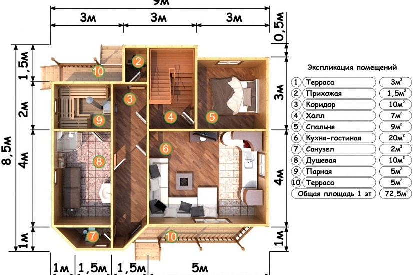 ДОМ ИЗ БРУСА ДБр-130