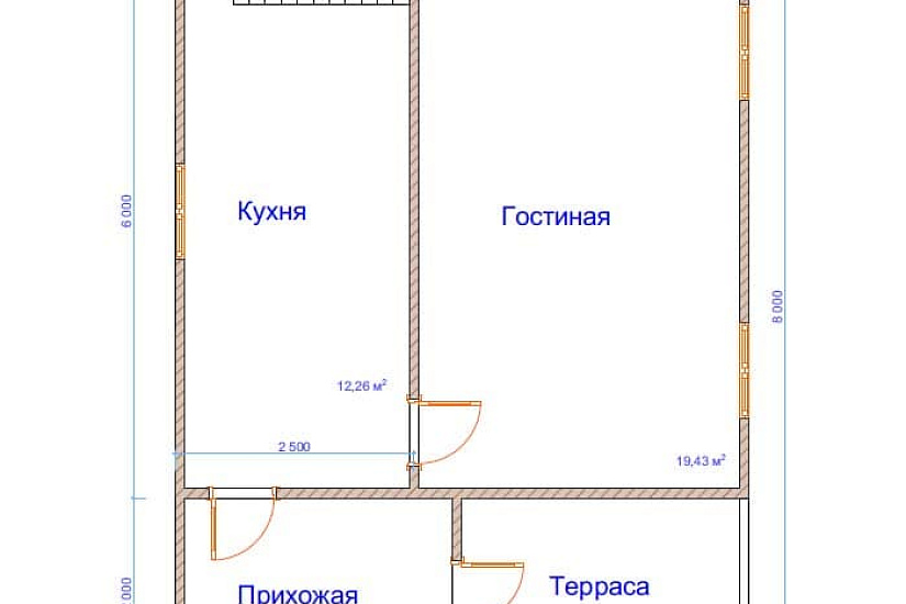 Дом из бруса №19 6x8 м